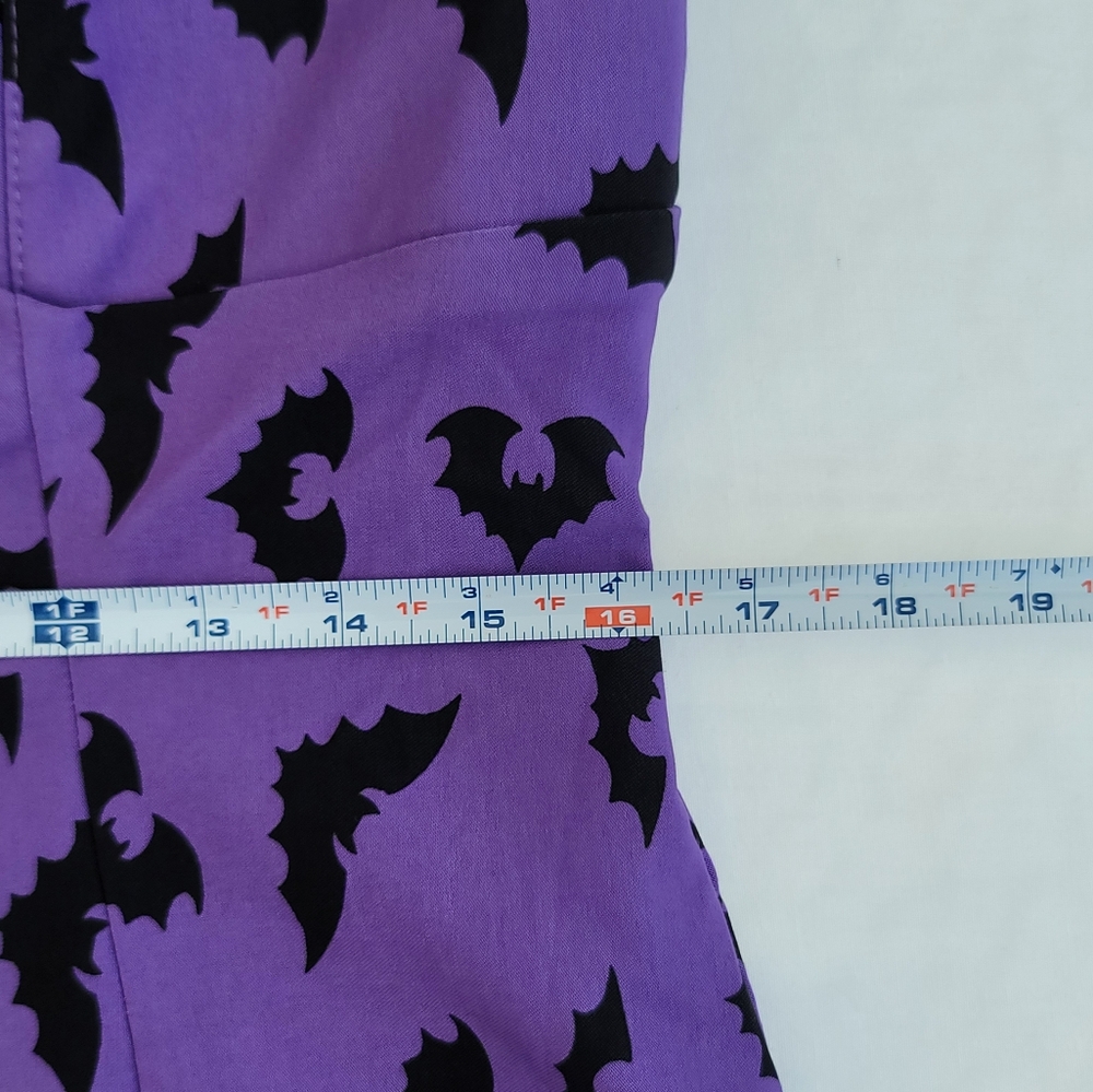 Vixen By Micheline Pitt Maneater Wiggle Dress In Purple Bat Print Miss Kitty - Picture 7 of 9